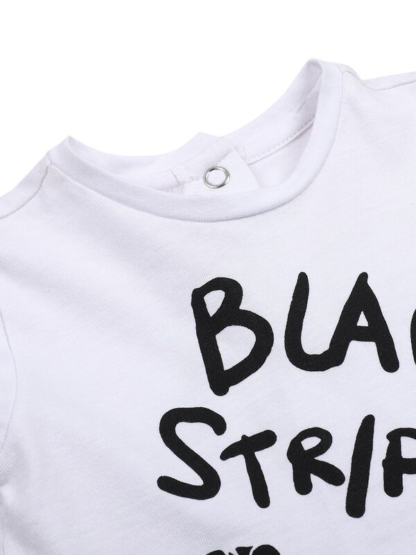 Girls White Printed Short Sleeve Knitted T- Shirt image number 2